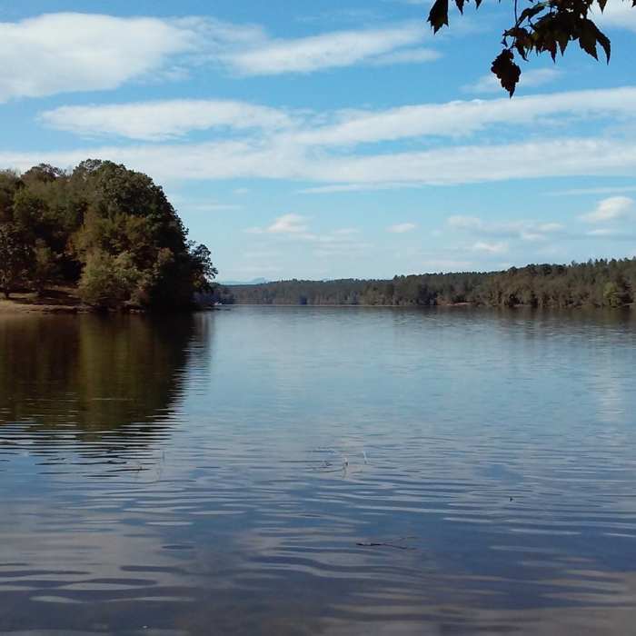 Lake Rhodhiss with Table Rock in the distance Near Blue Point Overlook