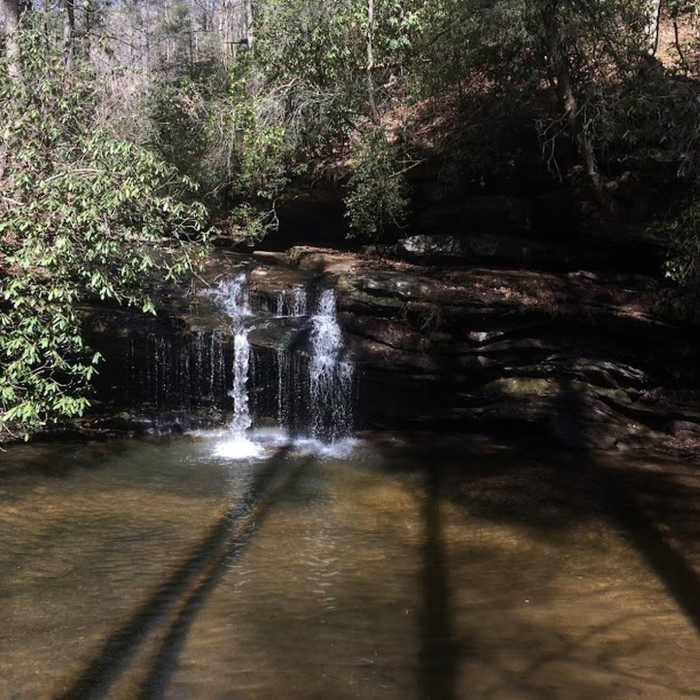 Enjoy a small waterfall area near the beginning of the Table Rock Trail. Near Pinnacle Trail to Table Rock Loop