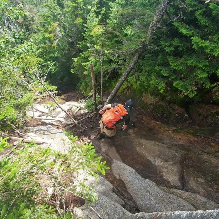 Heading down from the summit. Near Lower Wolfjaw Mountain