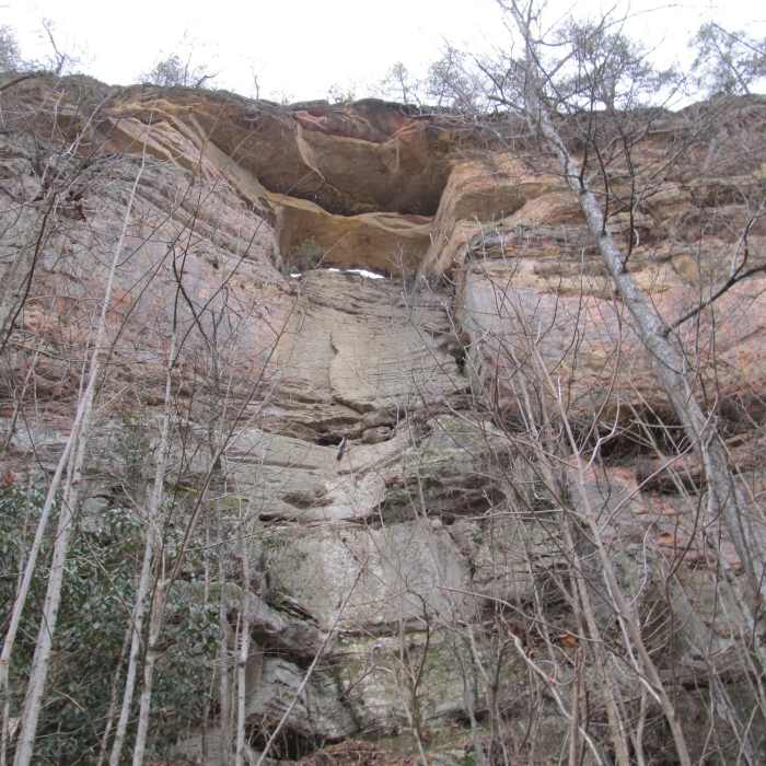 Double Arch looms overhead when seen from the trail below. Near Double Arch Trail #201