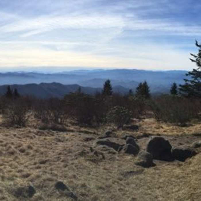 Andrews Bald and the Smokies on a relatively clear day. Near Andrews Bald Out and Back