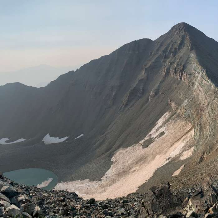 Looking back at Castle peak from the ridge to Conundrum. Near Castle Peak Northeast Ridge