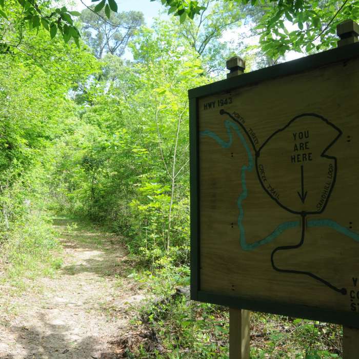 Great signs make navigating easy in the Big Thicket National Preserve. Near Kirby and Sandhill Loop