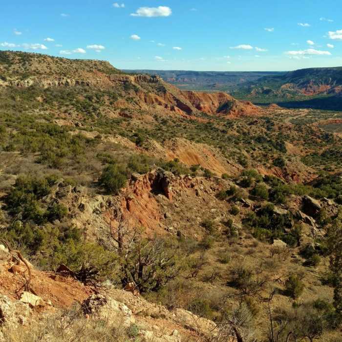 Palo Duro Canyon, looking southeast about halfway up Rock Garden Trail. Near Comanche Trail South