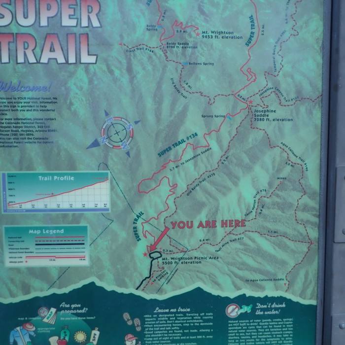 Sign marking the beginning of the #134 Super Trail. Near Josephine Saddle via Super Trail