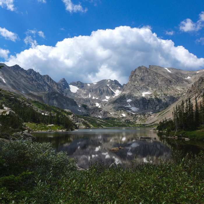 A view of beautiful Lake Isabelle Near Isabelle Glacier Trail