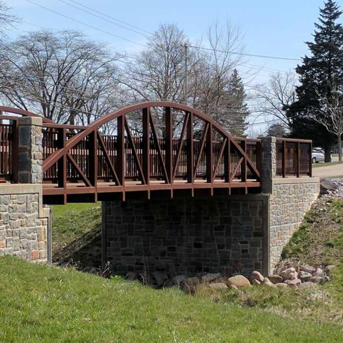 A steel bridge aids your passage over this drainage. Near Hudson City Trails
