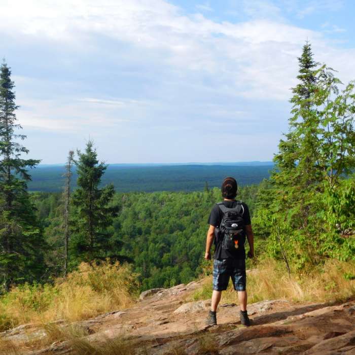 A spectacular view high above the tree canopy of Superior National Forest from atop Eagle Mountain. Near Eagle Mountain