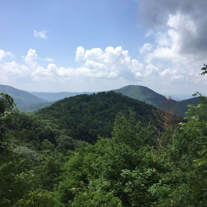 A view of the mountains seen along the trail. Near Coon Den Falls and Appalachian Trail Loop