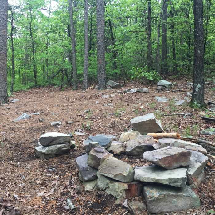 A primitive camping spot for weary travelers. Don't camp here. There are much better sites a few minutes away. Near Fire Tower to Black Fork Mountain