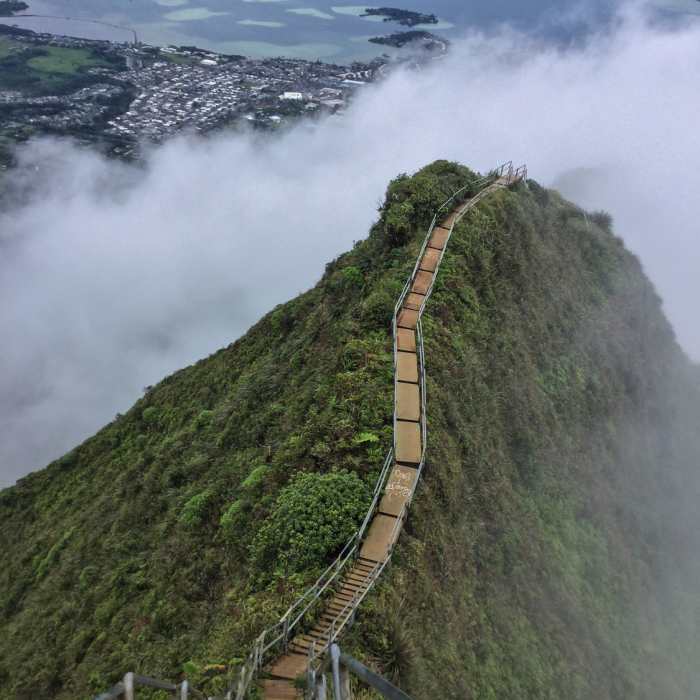 A foggy day on the Haiku Stairs Near Moanalua Valley Trail