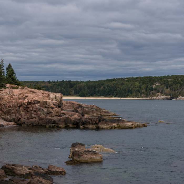 Looking north to Sand Beach and Great Head from Thunder Hole. Near Ocean Path