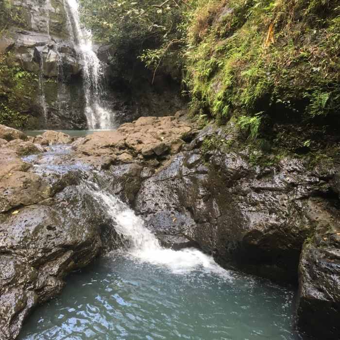 Waimano Falls cascades into the two upper pools. Near Waimano Falls