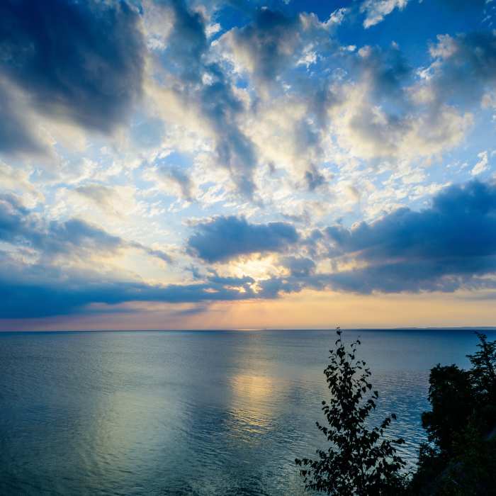 Catching the sunrise on a bluff overlooking Lake Michigan. Near Northern Loop