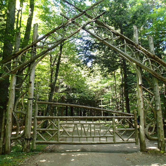 Gate to Lake Road. Near Lower Wolfjaw Mountain