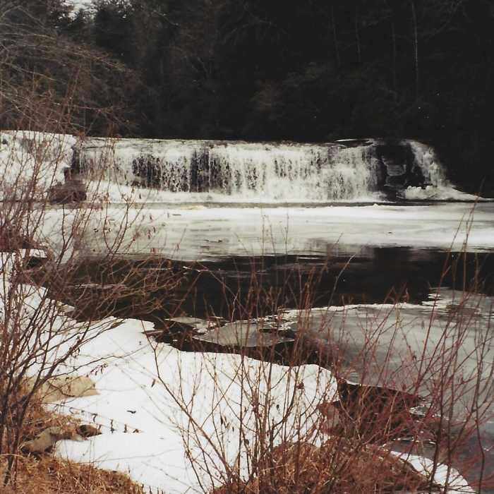 View of Hooker Falls in the winter Near Hooker Falls Trail