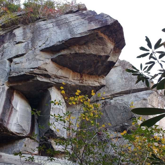 Massive rock outcrop on the trail. Near Jones Gap Loop
