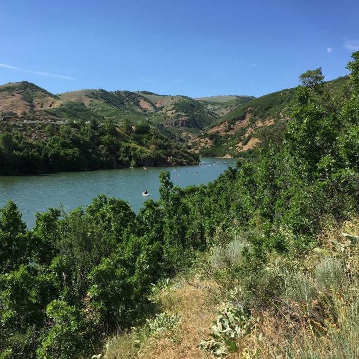 A view of the reservoir from the trail. Near Skull Crack Trail