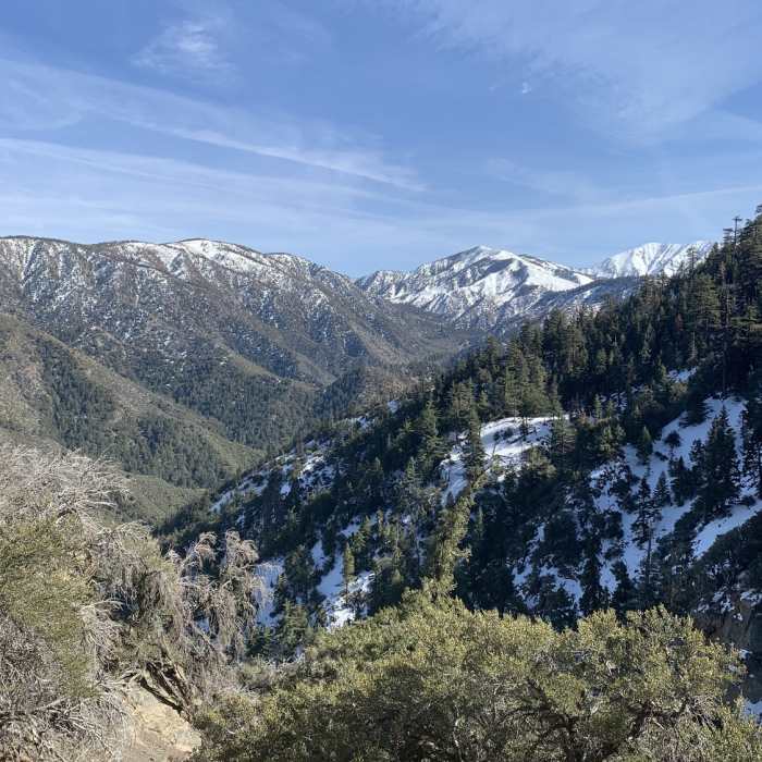 A warm winter hike with a spectacular view south. Near Big Horn Mine Trail