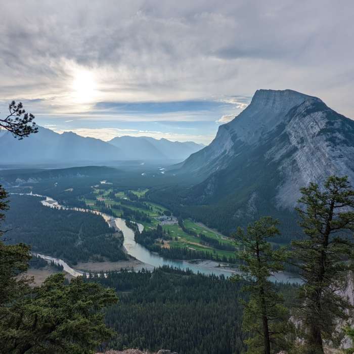 View on the Tunnel Mountain Trail away from Banff. Near Tunnel Mountain Trail