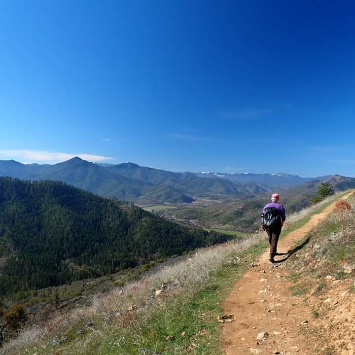 Along the upper part of the trail, with Tallowbox Mountain in the distance. Near East Applegate Ridge Trail (ART)