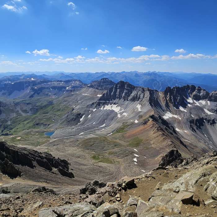 View from the Mount Sneffels peak. Near Mount Sneffels South Slopes