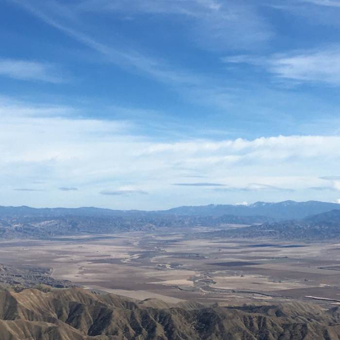 View north over the Cuyama Valley from Caliente Peak. Near Caliente Mountain Ridge Trail