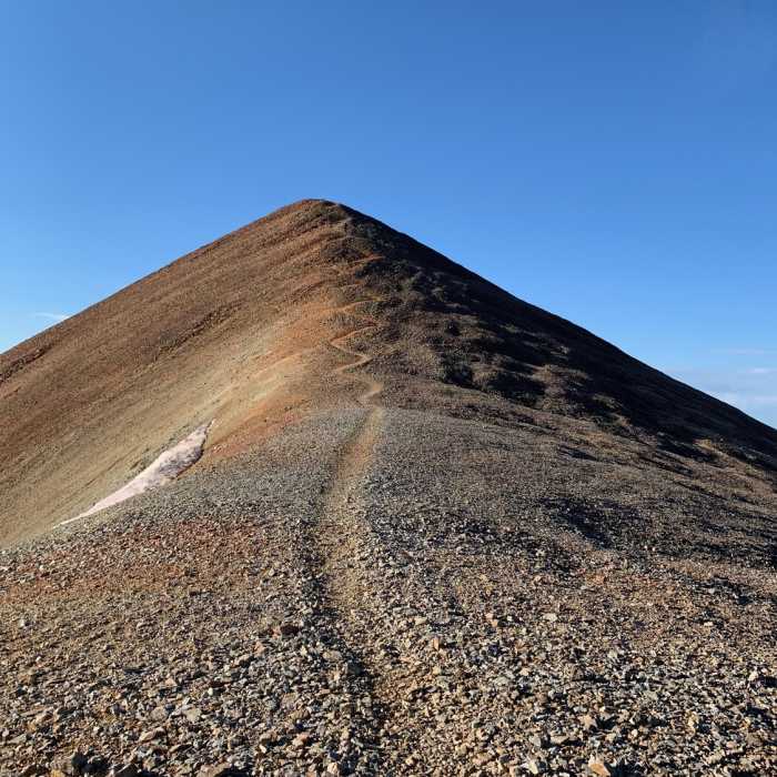 Switchbacks to the summit of Red Cloud. Near Redcloud Peak