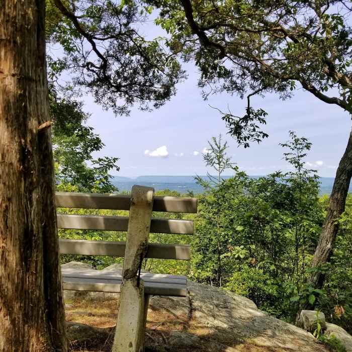 Bench at a beautiful overlook Near Summit Trail