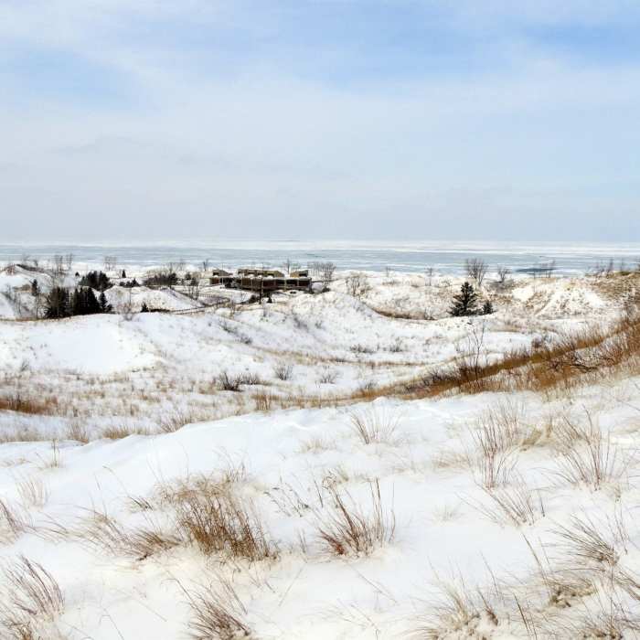 Looking at a frozen Lake Michigan! Near West Beach Trail