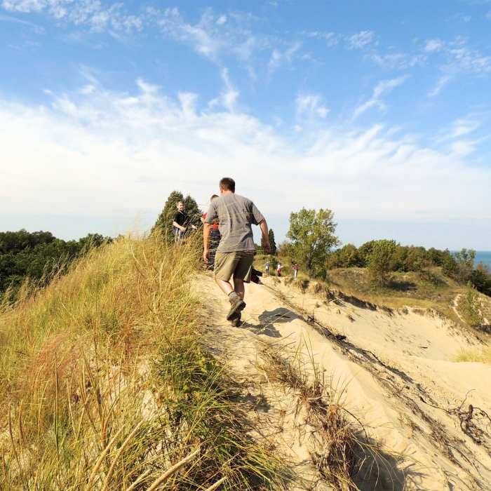 Hiking along the ridge of of the Beach House Blowout. Near Trail 9