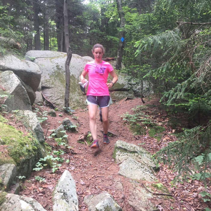 Bombing down past some awesome granite outcroppings. Near Copple Crown