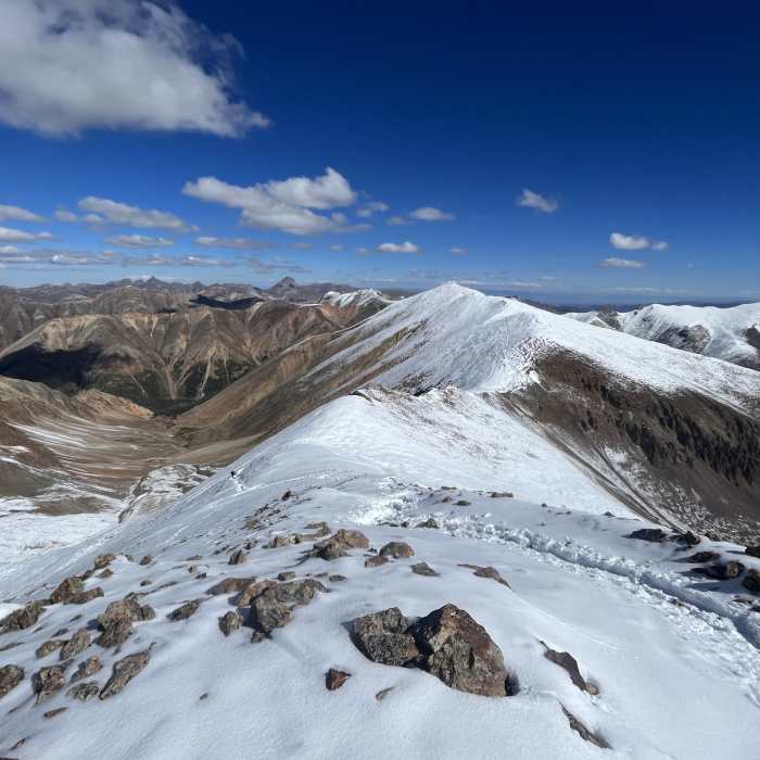 Approaching the Sunshine summit. Near Sunshine Peak East Ridge