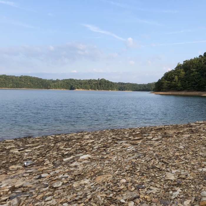 Easy access to the lake itself, beautiful vista. Evidence of others making campfires just above here. Near Flatwoods Trail #470