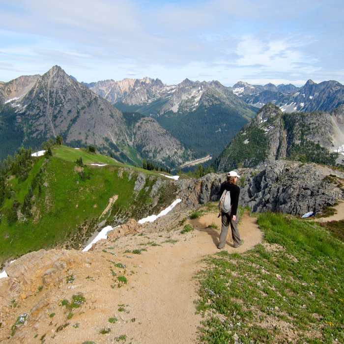 Hiker on Maple Pass. Near Maple Pass Trail #470