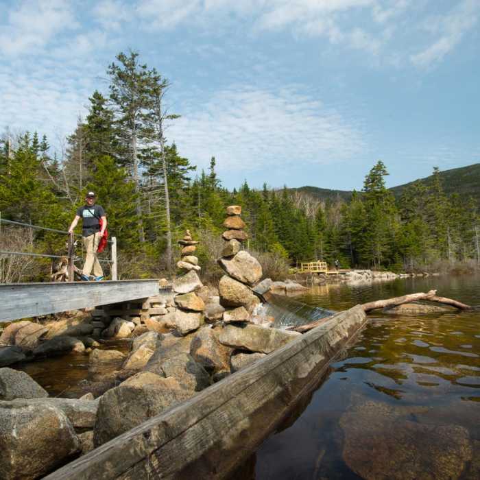 Near Lonesome Lake via Basin Cascade + Cascade Brook Trails Near Lonesome Lake via Basin Cascade + Cascade Brook Trails