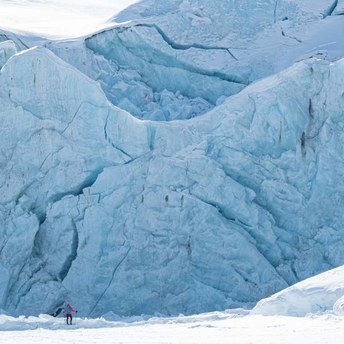Looking at Portage Glacier from a safe distance. Near Portage Glacier (Winter)