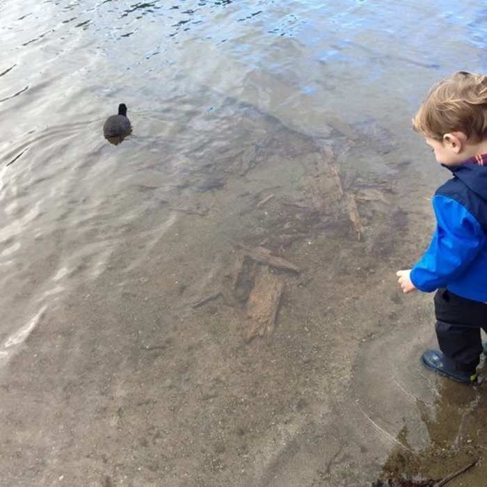Wapato Lake makes a great place for young ones to explore the water in rain boots. Near Wapato Lake Accessible Loop Path