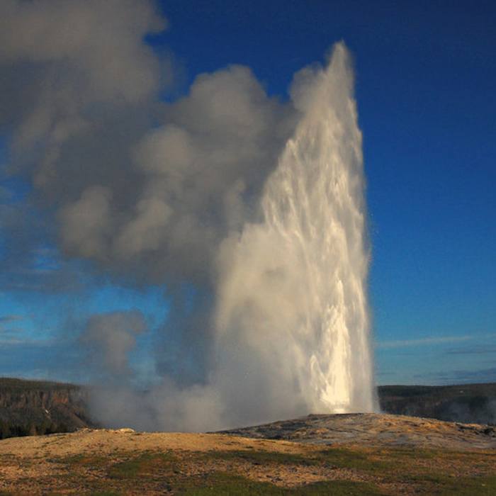 Old Faithful. Near Observation Point-Geyser Hill