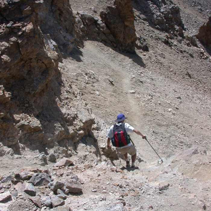 Working through the "crux" area on Missouri Mountain. Its steep and full of loose dirt and gravel. Near The MOB Mission: Missouri-Oxford-Belford