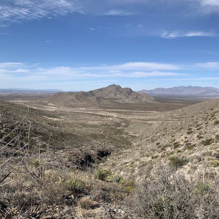View looking north on Anthony Gap Trail before arriving at cave. Near Anthony Gap Cave Trail