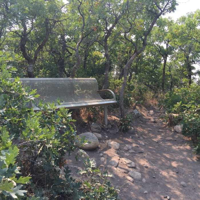 This multi-bum supporting device makes it easier to enjoy the waterfall while eating your snacks. Pack it in, pack it out. Near Davis Creek