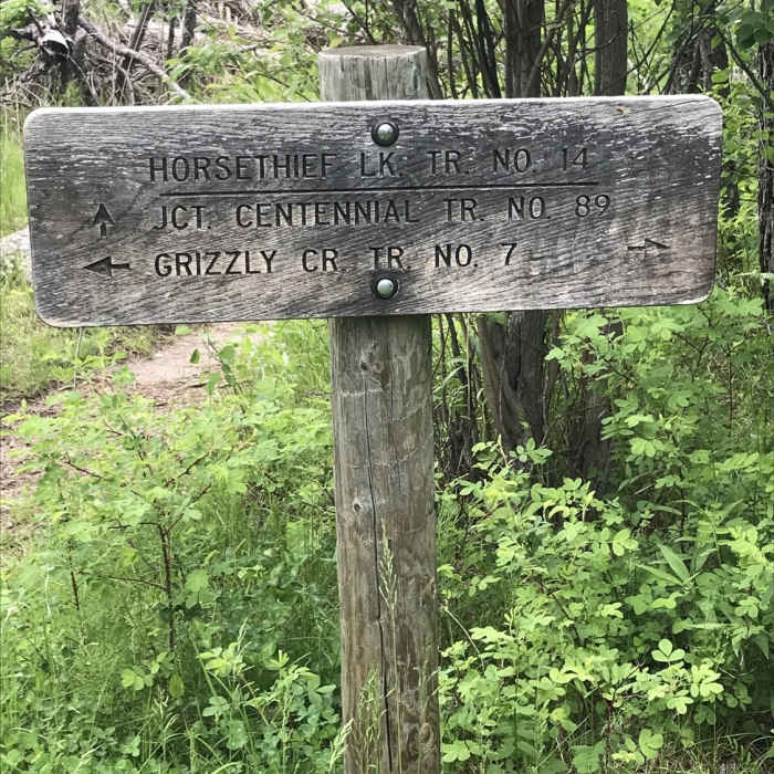Trail marker. Near Horsethief Lake Loop