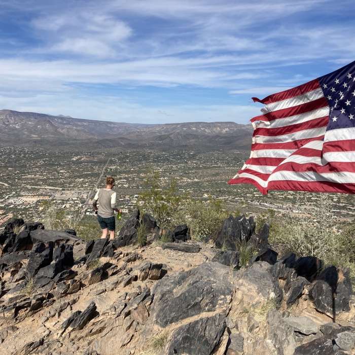Flag at the top Near Black Mountain