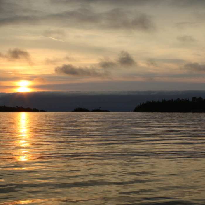 Looking out over the water from Daisy Farm Campground. Near Mount Ojibway Trail