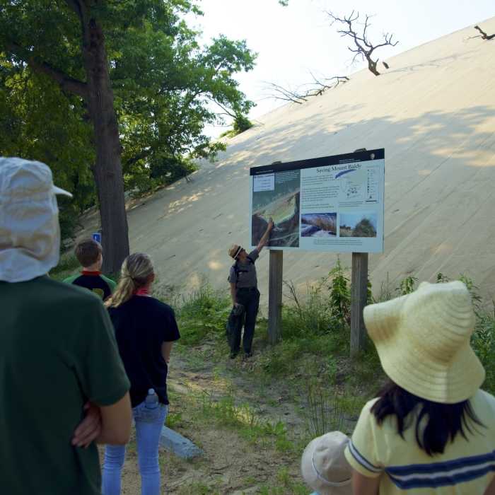 The backside of Mt. Baldy during a ranger-led tour. Near Mt. Baldy Summit Trail