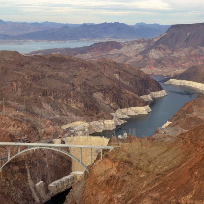 Hoover Dam from above. Near Historic RR Tunnels, Hoover Dam, & Bridge
