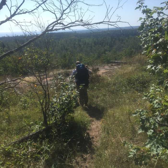 Almost at the top looking back across the island. Near Mount Ojibway Trail