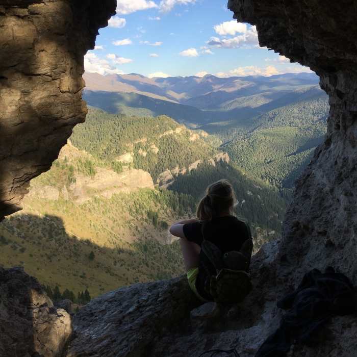 Left of the peak Near Storm Castle Mountain Trail #92