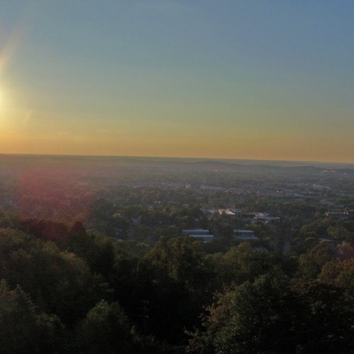 An evening view of Birmingham's west side from Vulcan Near Vulcan Trail